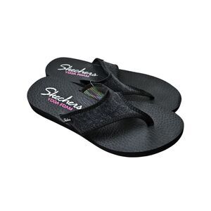 Skechers Yoga Foam Thong Flip Flops Soft Black Women Size 10